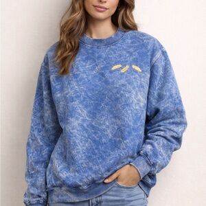 Vintage Rockwear Stoned Aged Crewneck Blue Acid Wash Gildan Ultra Cotton (W) M